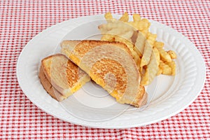 Grilled cheese sandwich with french fries photo