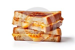 Grilled cheese sandwich isolated on a white background. AI