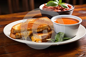 grilled cheese sandwich with a side of tomato soup