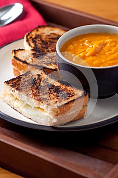 grilled cheese sandwich and soup