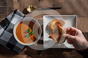Grilled cheese sandwich with tomato soup
