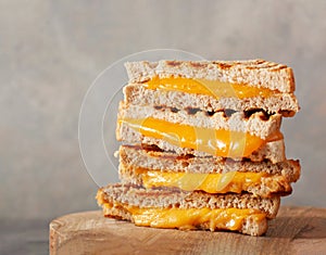 grilled cheese sandwich on wooden board photo