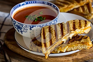 Grilled cheese and tomato soup.