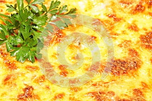 Grilled cheese topping with parsley - background