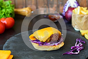 Grilled Cheeseburgers with French Fries - a delicious weekend barbecue idea