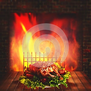 Grilled chicken. Abstract food backgrounds
