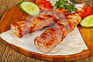 Grilled chicken barbeque with vegetables