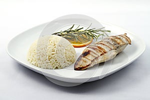 Grilled chicken breast with boiled rice