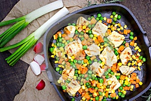 Grilled chicken breast - chicken meat with vegetable, homemade healthy and delicious meal