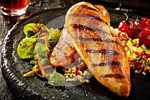 Grilled chicken breast with couscous