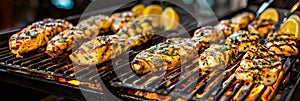 Grilled Chicken breasts with Herbs on Flame