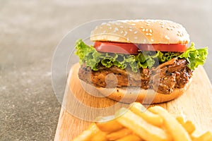 grilled chicken burger with french fries