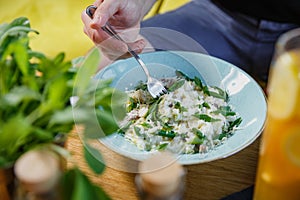 Grilled Chicken Caesar Salad with Cheese and Croutons