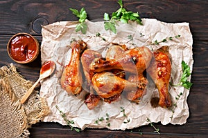 Grilled chicken drumstick photo