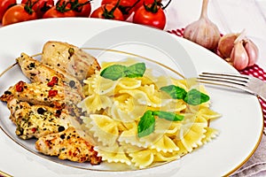 Grilled Chicken Fillet with Pasta Bows