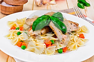 Grilled Chicken Fillet with Pasta Bows