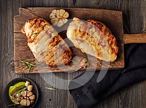 Grilled chicken fillet photo