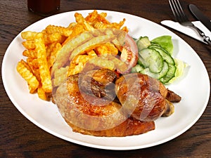 Grilled Chicken with French Fries and Salad