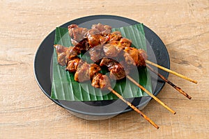 Grilled chicken gizzard skewer in Asian style