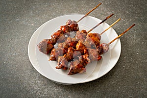 Grilled chicken gizzard skewer yakitori serve in izakaya style