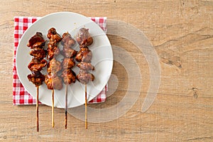 Grilled chicken gizzard skewer yakitori serve in izakaya style