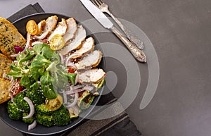 Grilled chicken, lettuce and broccoli salad