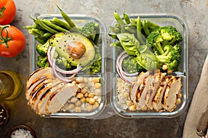 Grilled chicken meal prep containers