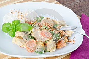 Grilled chicken with mixed vegetables and rice