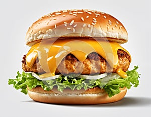 Grilled chicken patty on a white background