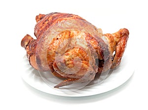 Grilled chicken on a plate on a white background