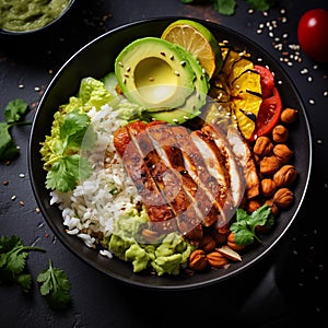 Grilled chicken with rice by generative ai