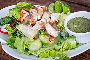 Grilled chicken salad with cilantro lime vinaigrette