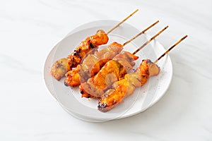 Grilled chicken skewer yakitori serve in izakaya style