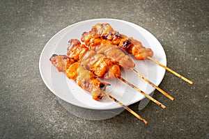 Grilled chicken skewer yakitori serve in izakaya style