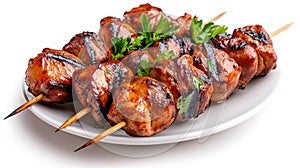 Grilled Chicken Skewers on a Plate photo