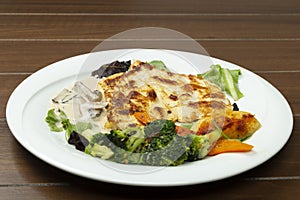 Grilled chicken steak meat with vegetables