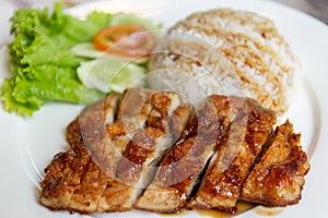 Grilled chicken with teriyaki sauce and rice