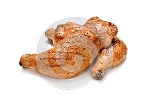Grilled chicken thighs isolated on white background