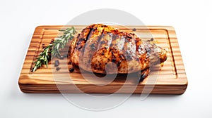 Grilled Chicken On Wooden Board - Cinematic 8k Resolution Image photo