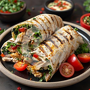 Grilled Chicken Wrap with Vegetables and Sauce