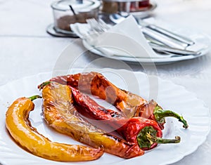 Grilled chilly peppers