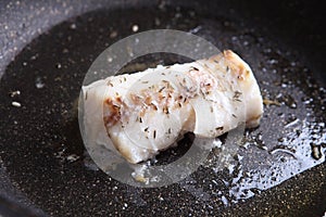 Grilled cod fish steak