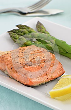 Grilled Coho Salmon filet with asparagus