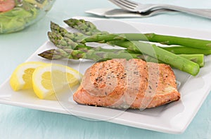 Grilled Coho Salmon filet with asparagus