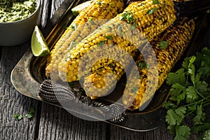 Grilled Corn Cob on Barbecue