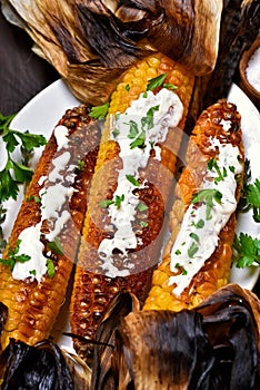 Grilled corn cobs