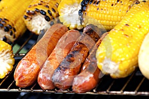 Grilled Corn And Sausages