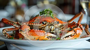 Grilled Crab Delight in Fine Dining Atmosphere