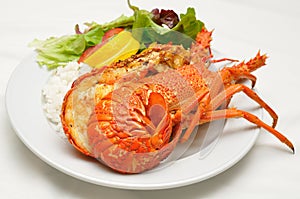 Grilled crayfish on dish