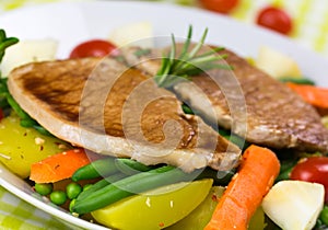 Grilled Cutlet Food , with colorful vegetable